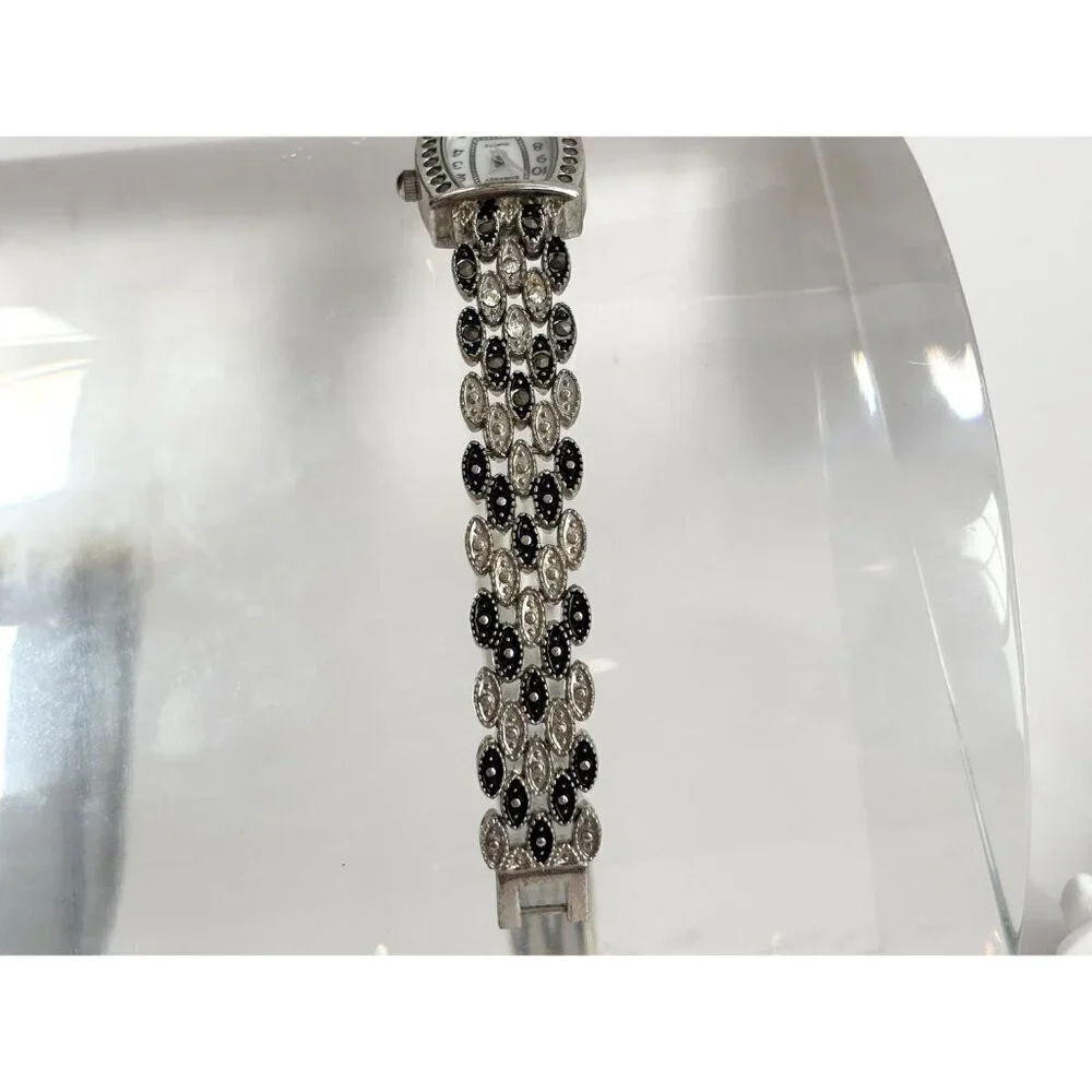 Embassy GEM9049L Marcasite Silver T Quartz Vintage Wristwatch - 14mm - WORKS!